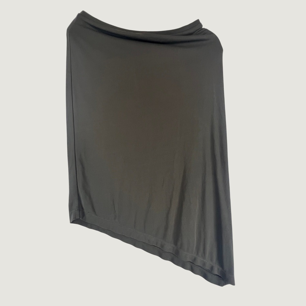 Banana Republic Womens XS Brown Asymmetric Midi Skirt Rayon Blend Stretch Taupe